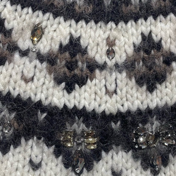 Ann Taylor Loft Sweater Women Small Ivory Fair Isle Gem Wool Alpaca Mohair Blend - Picture 4 of 11